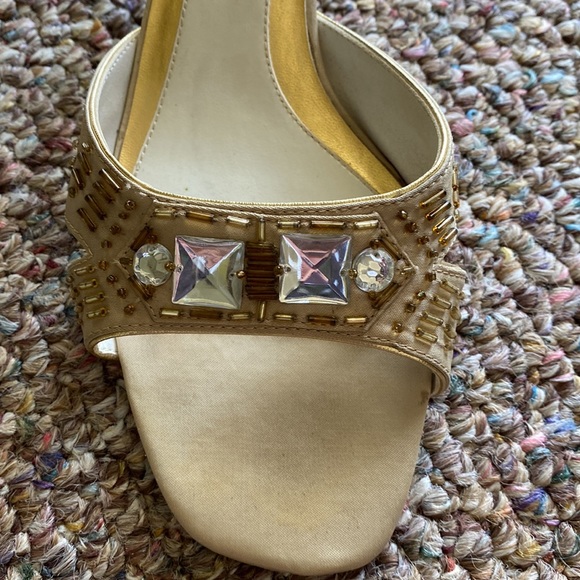 Ann Marino heeled sandals/slides with jewels - Picture 4 of 10